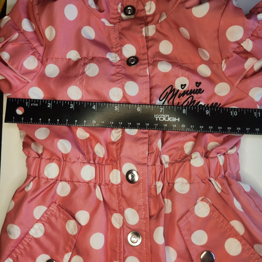 DISNEY Jr. Minnie Mouse Raincoat Toddler Girls 2T Pink White‎ Polka Dot EARS - Picture 7 of 10